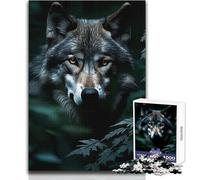 Rompecabezas de 1000 Piezas para Adultos, Retrato de Lobo en un Bosque Oscuro, Juego Educativo, Carrera de Velocidad Manual, Regalo para cumpleaños, tamaño 38x52cm