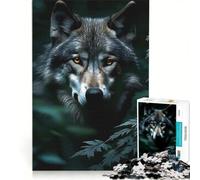 Rompecabezas de 1000 Piezas para Adultos Retrato de Lobo en un Bosque Oscuro Juegos Divertidos y desafiantes para completar Ideal para Fortalecer el Amor en Pareja 50x75cm