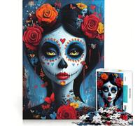 Rompecabezas de 1000 Piezas para Adultos: Retrato de Mujer del Día de Muertos, Juego Imposible, interacción Entre Padres e Hijos, Lista de Deseos con Papá Noel 38x26cm