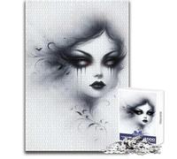 Rompecabezas de 1000 piezas para adultos,retrato de mujer gótica con lágrimas negras,acogedor y relajante,ideal para el tiempo libre en interiores,juguete de corte de precisión avanzado,tamaño 50x75cm