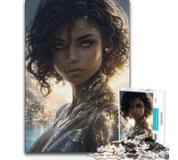 Rompecabezas de 1000 Piezas para Adultos, Retrato de Mujer guerrera Dorada, Juego Educativo Familiar, Ideas de Regalo educativas, 38x52cm (1000 Piezas)