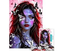 Rompecabezas de 1000 Piezas para Adultos Retrato de Mujer Mariposa con Piel galáctica Rompecabezas para Adultos Juegos relajantes Vacaciones en casa Matar el Tiempo Un Reto para completar (50x75cm)