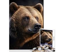 Rompecabezas de 1000 Piezas para Adultos Retrato de Oso en la Oscuridad Juguete para decoración de Pared Regalo de cumpleaños Juegos relajantes interacción Entre Padres e Hijos tamaño 38x26cm