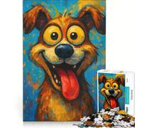 Rompecabezas de 1000 Piezas para Adultos: Retrato de Perro de Dibujos Animados con Ojos Grandes, Juegos Familiares, antiestrés, colección de Artistas, Bellas Artes 50x75cm