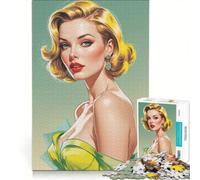 Rompecabezas de 1000 Piezas para Adultos Retrato de Pin-up con Cabello Rubio Juguetes para armar interacción Entre Padres e Hijos para Fortalecer el Amor Entre Parejas 50x75cm