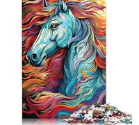 Rompecabezas de 1000 Piezas para Adultos: Retrato de un Caballo. Rompecabezas Cuadrado Creativo para Adultos. Rompecabezas de Papel para decoración del hogar. 38 x 26 cm / 1000 Piezas.