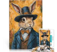 Rompecabezas de 1000 Piezas para Adultos “Retrato de un Conejo Caballero” Hecho de Papel,para Mayores de 14 años Decoración del hogar Toda la Familia.。tamaño:38x52cm