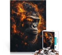 Rompecabezas de 1000 Piezas para Adultos Retrato de un Gorila ardiente Juguetes de Bricolaje Regalos de cumpleaños, Regalos, Arte Mural 38x26cm