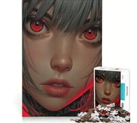 Rompecabezas de 1000 Piezas para Adultos: Retrato de una Chica Anime con Ojos Rojos Juego práctico para ejercitar la Mente y Las Manos Cada Pieza es única 38x26cm