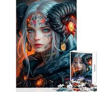Rompecabezas de 1000 piezas para adultos Retrato de una chica demonio de fantasía Juego práctico para mejorar la memoria y combatir el estrés Juguete para la interacción entre padres e hijos (52x38cm)