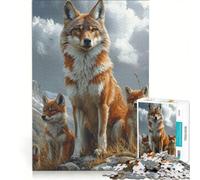 Rompecabezas de 1000 Piezas para Adultos: Retrato de una Familia de Coyotes en un Paisaje de montaña Juego Educativo, Actividades Familiares, para Fortalecer el Amor Entre Parejas 50x75cm
