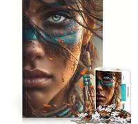 Rompecabezas de 1000 Piezas para Adultos Retrato de una Mujer nativa Americana en Primer Plano Juego práctico Actividades Divertidas para Hacer en casa Toda la Familia 38x52cm