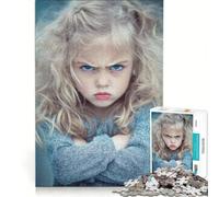 Rompecabezas de 1000 Piezas para Adultos: Retrato de una niña enfadada, Juego práctico, decoración para el hogar, cumpleaños y Navidad 38x26cm