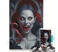 Rompecabezas de 1000 Piezas para Adultos Retrato de Vampiro con Sangre y Colmillos Juegos educativos Carrera de Velocidad Manual Toda la Familia 38x26cm