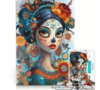 Rompecabezas de 1000 Piezas para Adultos: Retrato del Día de Muertos, Juego Imposible, interacción Entre Padres e Hijos, Lista de Deseos con Papá Noel 38x26cm