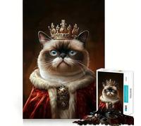 Rompecabezas de 1000 Piezas para Adultos,Retrato del Rey Gato,articulaciones Finas,Divertido Juego Mental,Regalo Acogedor,Juego de Navidad,Regalo de Ocio (38x52cm)
