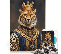 Rompecabezas de 1000 Piezas para Adultos: Retrato del Rey Guepardo Juegos Divertidos, interacción Entre Padres e Hijos, Regalo de Juego desafiante 38x26cm