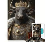 Rompecabezas de 1000 Piezas para Adultos,Retrato del Rey Toro,Corte nítido,Juego de concentración,Regalo,Juego de Ocio,Escena navideña,Arte (50x75cm)