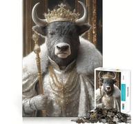 Rompecabezas de 1000 Piezas para Adultos,Retrato del Rey Toro,Corte nítido,Juego de concentración,Regalo,Juego de Ocio,Escena navideña,Arte (38x26cm)