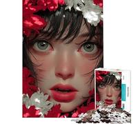 Rompecabezas de 1000 Piezas para Adultos Retrato Floral de una Mujer rodeada de Flores Rompecabezas para Adolescentes Juegos relajantes Regalo de cumpleaños para Amigos y Familiares (tamaño 38x26cm)