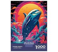 Rompecabezas De 1000 Piezas para Adultos Retro Dolphin Jump Rompecabezas para Adultos Juegos Familiares Desafío Difícil para Cumpleaños, Navidad 38x26cm/1000pcs
