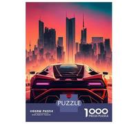 Rompecabezas De 1000 Piezas para Adultos Retrowave Sports Car Rompecabezas Práctico Juego Decoración del Hogar Cumpleaños Y Navidad 52x38cm/1000pcs