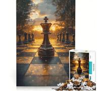 Rompecabezas de 1000 Piezas para Adultos: Rey de ajedrez al Atardecer, Juego de ingenio, ensamblaje de Patrones, para Fortalecer el Amor en Pareja 50x75cm