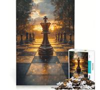 Rompecabezas de 1000 Piezas para Adultos: Rey de ajedrez al Atardecer, Juego Familiar, difícil y desafiante, Regalo de cumpleaños y único 38x52cm
