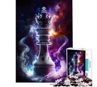 Rompecabezas de 1000 Piezas para Adultos Rey en el Espacio ajedrez desafío de Inteligencia Cerebral Juguetes adictivos Juegos Familiares difícil Regalos de Amigo Invisible (tamaño 38x52cm)