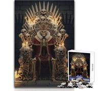 Rompecabezas de 1000 Piezas para Adultos: Rey Esqueleto en Trono de Huesos, Relajante, Suave, para Actividades de Ocio, Corte Fino y Suave, tamaño 38x52cm