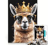 Rompecabezas de 1000 Piezas para Adultos Rey Llama con Gafas de Sol Juego Imposible interacción Entre Padres e Hijos Lista de Deseos con Papá Noel 38x26cm