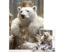 Rompecabezas de 1000 Piezas para Adultos Rey Oso Polar Juego práctico para Mejorar la Memoria Juguete Decorativo para Pared cumpleaños (38x52cm)