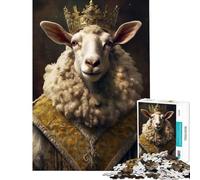Rompecabezas de 1000 Piezas para Adultos Rey Oveja Antropomórfico Juegos de relajación Juguetes educativos Obra de Arte Regalo Vacaciones en casa Matar el Tiempo (tamaño 50x75cm)