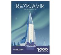Rompecabezas De 1000 Piezas para Adultos Reykjavik Iceland Travel Rompecabezas para Adultos Juego De Ingenio para La Diversión Familiar Cumpleaños 52x38cm/1000pcs