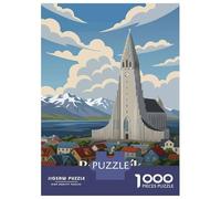 Rompecabezas De 1000 Piezas para Adultos Reykjavik Iceland Travel Rompecabezas para Adultos Juguetes Antiestrés Patrón De Ensamblaje Cumpleaños 52x38cm/1000pcs