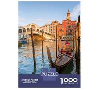 Rompecabezas De 1000 Piezas para Adultos Rialto Bridge and Gondola Rompecabezas para Adultos Juegos Divertidos Corte De Precisión Actividades Divertidas En Casa, 38x26cm/1000pcs