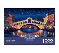 Rompecabezas De 1000 Piezas para Adultos Rialto Bridge Venice Night Illustration Rompecabezas para Adultos Juego Familiar Análisis Y Lógica Cumpleaños Y Navidad 52x38cm/1000pcs