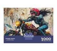 Rompecabezas De 1000 Piezas para Adultos Ride Like The Wind Motorcycle Art Rompecabezas Práctico Juego Decoración del Hogar Cumpleaños Y Navidad 70x50cm/1000pcs