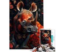 Rompecabezas de 1000 Piezas para Adultos Rinoceronte mi Divertido Amigo Diversión en casa Juego Educativo para Mejorar la Memoria Apto para Mayores de 14 años (38x26cm)