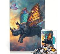 Rompecabezas de 1000 Piezas para Adultos Rinoceronte Volador con alas, Juguetes para armar, para divertirse en Familia, para Fortalecer el Amor Entre Parejas 50x75cm