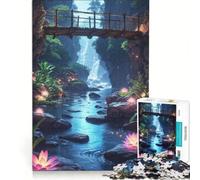 Rompecabezas de 1000 Piezas para Adultos Río de lotos resplandecientes, Juego Imposible, análisis y lógica, fortalece el Amor Entre Parejas 38x26cm