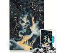 Rompecabezas de 1000 Piezas para Adultos Río Dorado a través de Las Montañas, Juego de ingenio, dificultad Alta, cumpleaños y Navidad 38x52cm