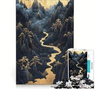 Rompecabezas de 1000 Piezas para Adultos Río Dorado a través de Las Montañas Juego Familiar, Divertido y con Humor Un desafío único 38x52cm