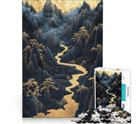 Rompecabezas de 1000 Piezas para Adultos Río Dorado a través de Las Montañas, Juguetes para armar, Montaje de Patrones, Colección de Artistas, Bellas Artes 50x75cm