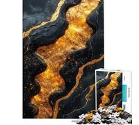 Rompecabezas de 1000 Piezas para Adultos Río Dorado Abstracto sobre Fondo Negro Rompecabezas para Adultos Juegos Divertidos análisis y lógica Interacción Entre Padres e Hijos (Tamaño 38x52cm)