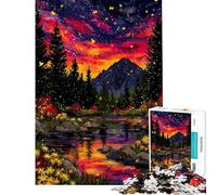 Rompecabezas de 1000 Piezas para Adultos Río en el Bosque Encantado al Atardecer Rompecabezas para Adultos Juego de ingenio decoración para el hogar Juego desafiante Regalo (tamaño 50x75cm)