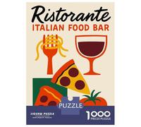 Rompecabezas De 1000 Piezas para Adultos Ristorante Italian Food Bar Illustration Rompecabezas para Adultos Juguetes Antiestrés Patrón De Ensamblaje Cumpleaños 70x50cm/1000pcs
