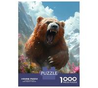 Rompecabezas De 1000 Piezas para Adultos Roaring Bear in Mountain Landscape Rompecabezas para Adolescentes Juego De Ingenio Análisis Y Lógica Difícil Y Desafiante 52x38cm/1000pcs