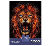 Rompecabezas De 1000 Piezas para Adultos Roaring Lion with Fiery Mane Rompecabezas para Adultos Juguetes DIY Regalos para Mujeres Cumpleaños Y Navidad 70x50cm/1000pcs