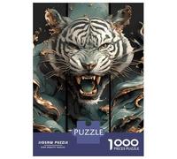 Rompecabezas De 1000 Piezas para Adultos Roaring Tiger Teal and Gold Art Rompecabezas Juegos Relajantes Mejora La Memoria Oferta como Regalo para Toda La Familia 38x26cm/1000pcs